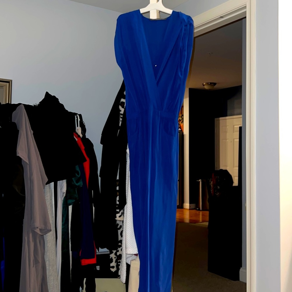 Beautiful Blue Jumpsuit with top button to close